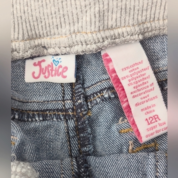 Justice Girls (Size 12R) Mini Jean/Denim Shorts with Elastic Waist - Picture 7 of 7